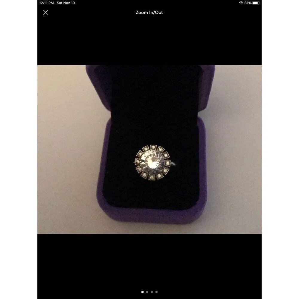 Beautiful 4 Ct. Round Cut Sim Diamond Starburst Design Ring Sz 8~.925 Sterling